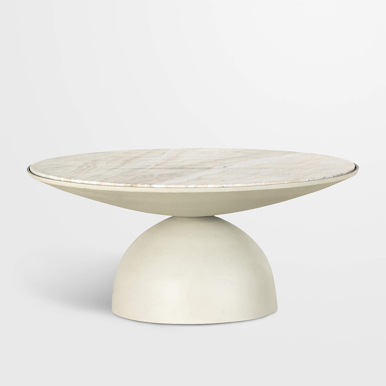 Dev Taupe Marble and White Metal 35" Round Coffee Table + Reviews | Crate & Barrel | Crate & Barrel