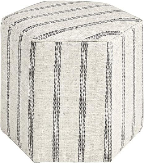 Martha Stewart Ellen Accent Ottoman - Solid Wood Frame, Soft Fabric, Hexagonal Small Stool Chair ... | Amazon (US)