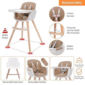 Mallify 3-in-1 Convertible Wooden High Chair, High Chairs for Babies and Toddlers, Baby High Chai... | Amazon (US)