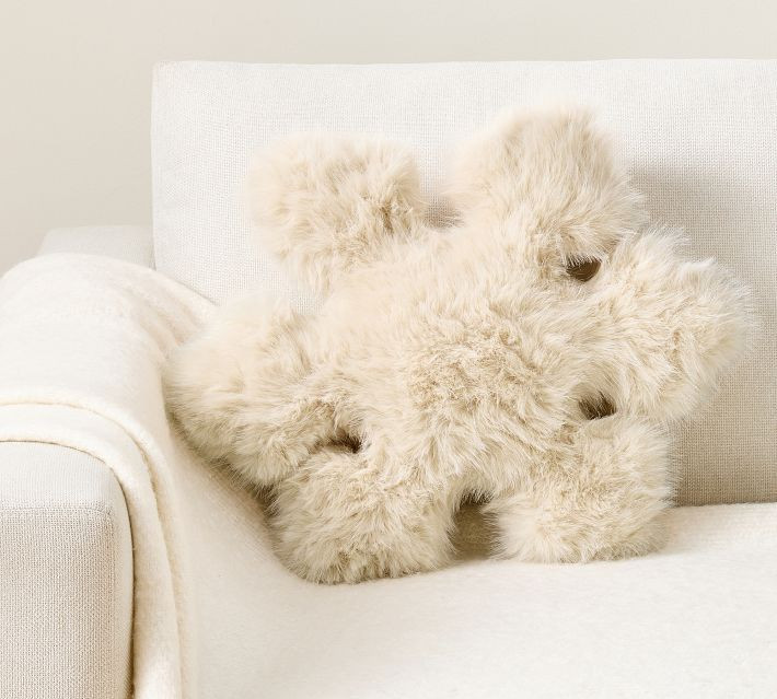 Sparkle Faux Fur Snowflake Shaped Pillow | Pottery Barn (US)