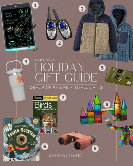 A holiday gift guide for kids to encourage imagination and exploration. 🐛🔬🥾📚 Made with small living and RV life in mind. 

TAGS: reusable sketch pads. Walkie talkies. Hiking gifts. Kids reversible jacket. Kids rain jacket. Stanley cup for kids. Cup with handle and pop up straw. National Geographic bird guide. Frozen mountain survival book. Reusable film camera. Kid’s camera. Game books. Children’s binoculars. Magnetic tiles. Magna tiles for kids. Toys for kids. Gift ideas for children. Gift ideas for kids. Outdoorsy kids. Gift guide for kids. 

#LTKHoliday #LTKGiftGuide #LTKkids