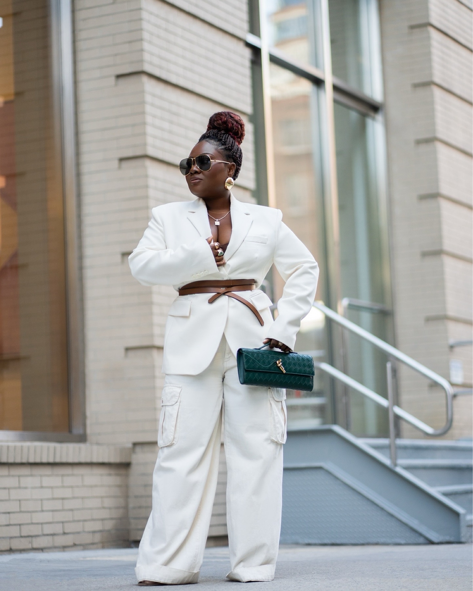 Cream + Brown + Green

Who doesn’t love a minimalist jeans look! These white cargo jeans from Saks were perfect for NYFw! Paired it with this white structured blazer and my andiamo clutch in green for a statement look. 

Jeans I’m in a size 30 and blazer I’m in a size M! All run true to size! I’m 5ft and size US 8

#LTKStyleTip #LTKWorkwear #LTKMidsize