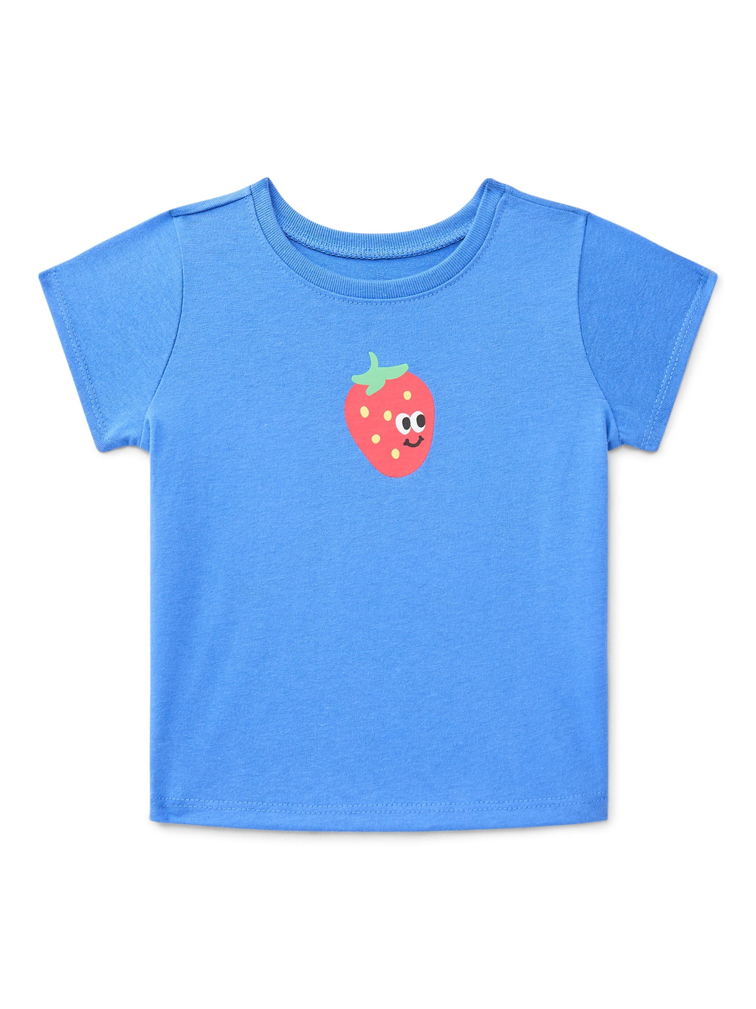 Wonder Nation Baby Girls Crewneck Tee with Short Sleeves, Sizes 0/3M-24M | Walmart (US)