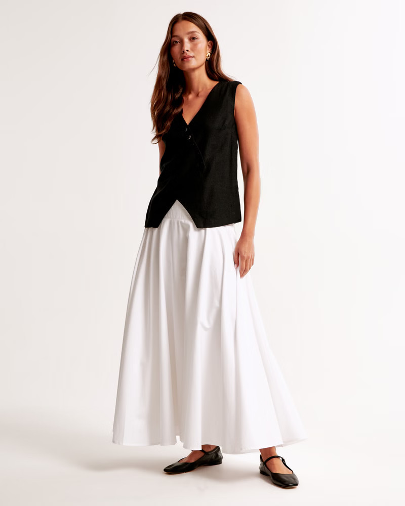 Mid Rise Drop-Waist Maxi Skirt | Abercrombie & Fitch (US)