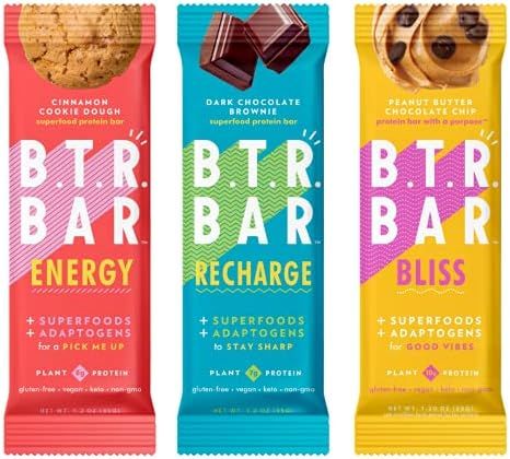 B.T.R. Bar Superfood Keto Protein Bars, Plant Based Vegan Protein, Low Carb Food, Low Calorie, Gl... | Amazon (US)