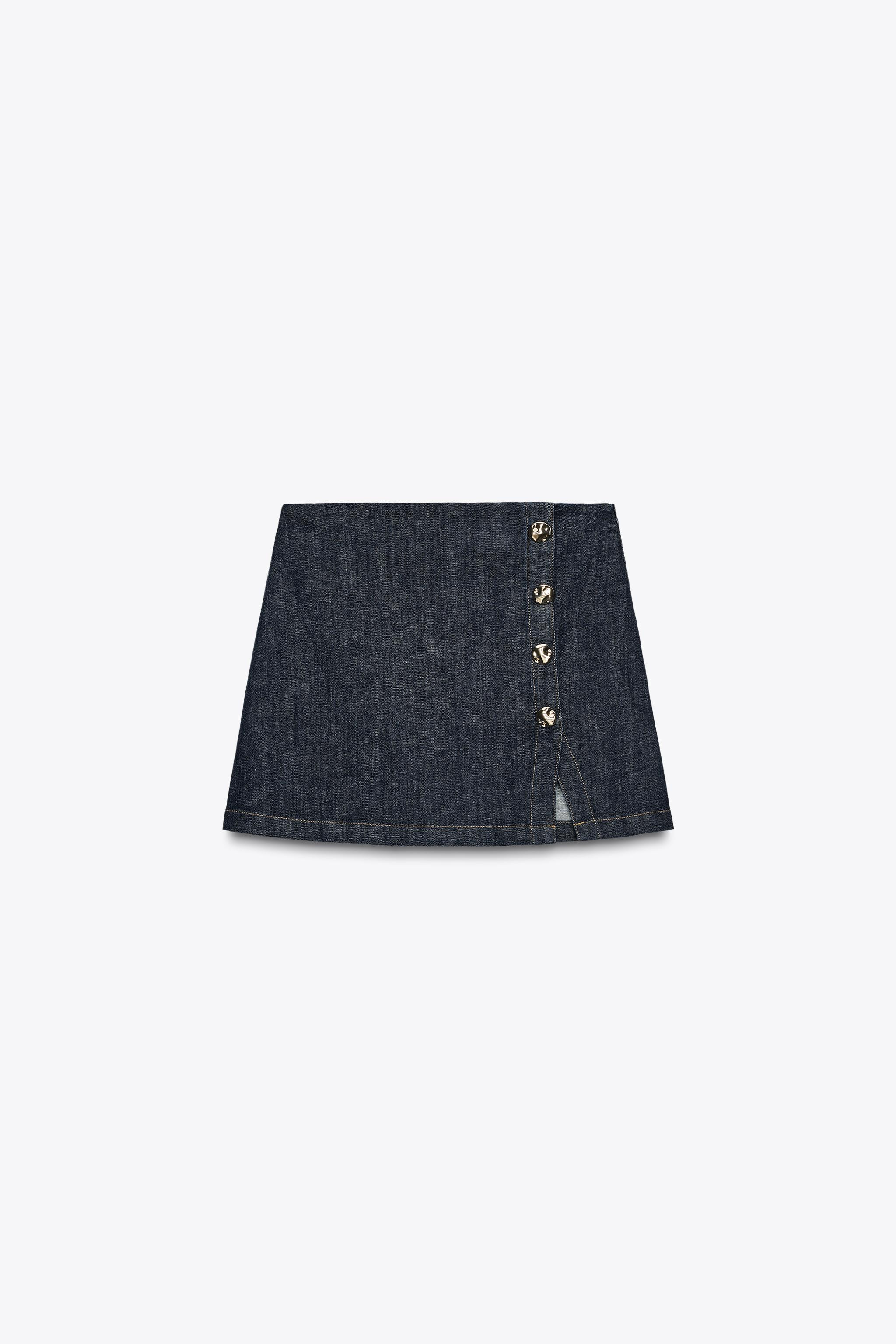 Z1975 DENIM CROSSOVER BUTTON SKORT | Zara US