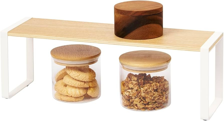 Yamazaki Home Kitchen Rack - Counter Storage Shelf Organizer Steel + WoodWhite | Amazon (US)