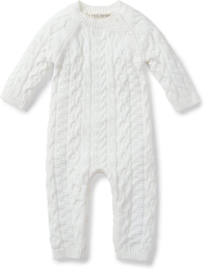 Hope & Henry Layette Baby Cable Knit Sweater Romper | Amazon (US)