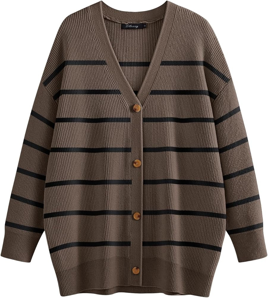 EFAN Womens Open Front Cardigan Sweaters 2024 Oversized Button Sweaters V Neck Loose Cardigans Kn... | Amazon (US)