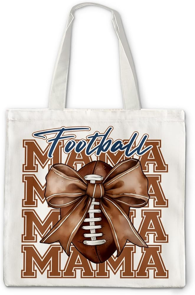 Coquette Bow Football Mama Canvas Tote Bag, Football Mom fans lovers Gifts for Women | Amazon (US)