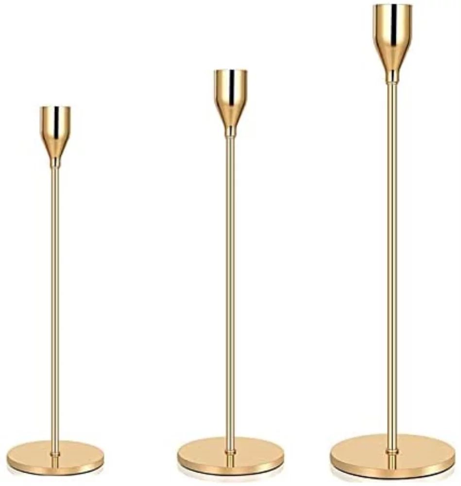 Latady Candlestick Holders Taper Candle Holders Brass Gold Candlestick Holder Set 3 Pcs Candle St... | Walmart (US)