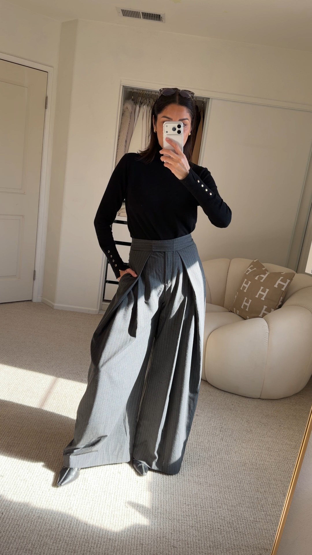 Back to the office outfit idea.
Wearing pieces from @zara
Office outfit inspo details
•Zara black turtleneck size L
• Zara wide leg pants size XS- love love this pants they are different and hit different, they are gorgeous!
•@Nordstrom Ankle boots 
•@Hermes birking 30 bag 
•@Celine sunglasses 
.
➡️Here are my body measurements for your reference:
Bra: 32C (81 cm)
Waist:26" (66 cm)
Hips: 38" (96.5 cm)
Height: 5'7" (170 cm)

Head over my LKT for more outfit ideas , discounts and deals. Link in my bio.

Zara outfit , zara women, fashion over 40, fashion over 50, classy ootd, elegant ootd, chic ootd, modest outfit, classy woman, outfit inspo 

#LTKSeasonal #LTKWorkwear #LTKOver40