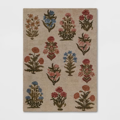 5'x7' Block Floral Handtufted Area Rug - Threshold™ | Target