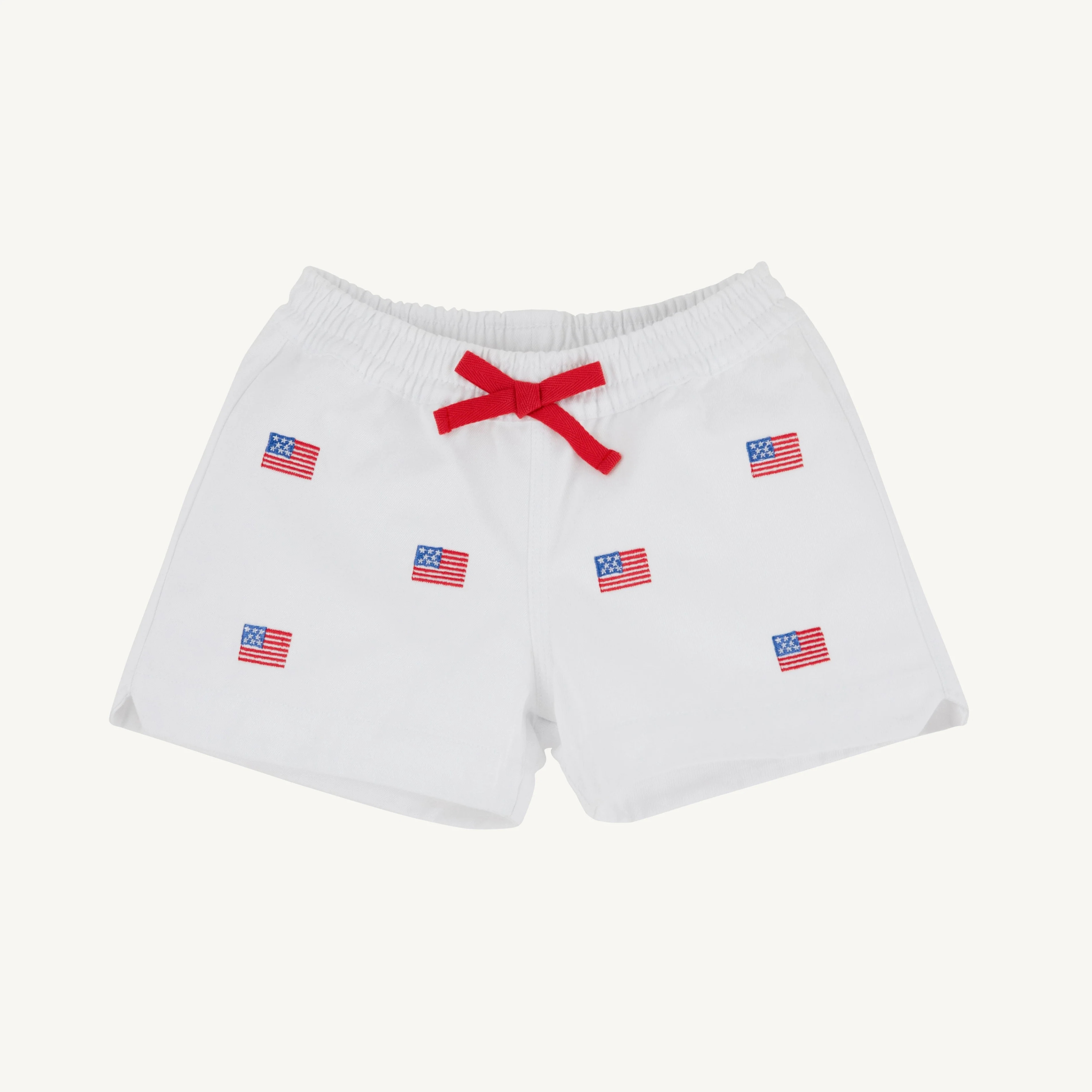 Critter Cheryl Shorts (Twill) - Worth Avenue White with American Flags | The Beaufort Bonnet Company