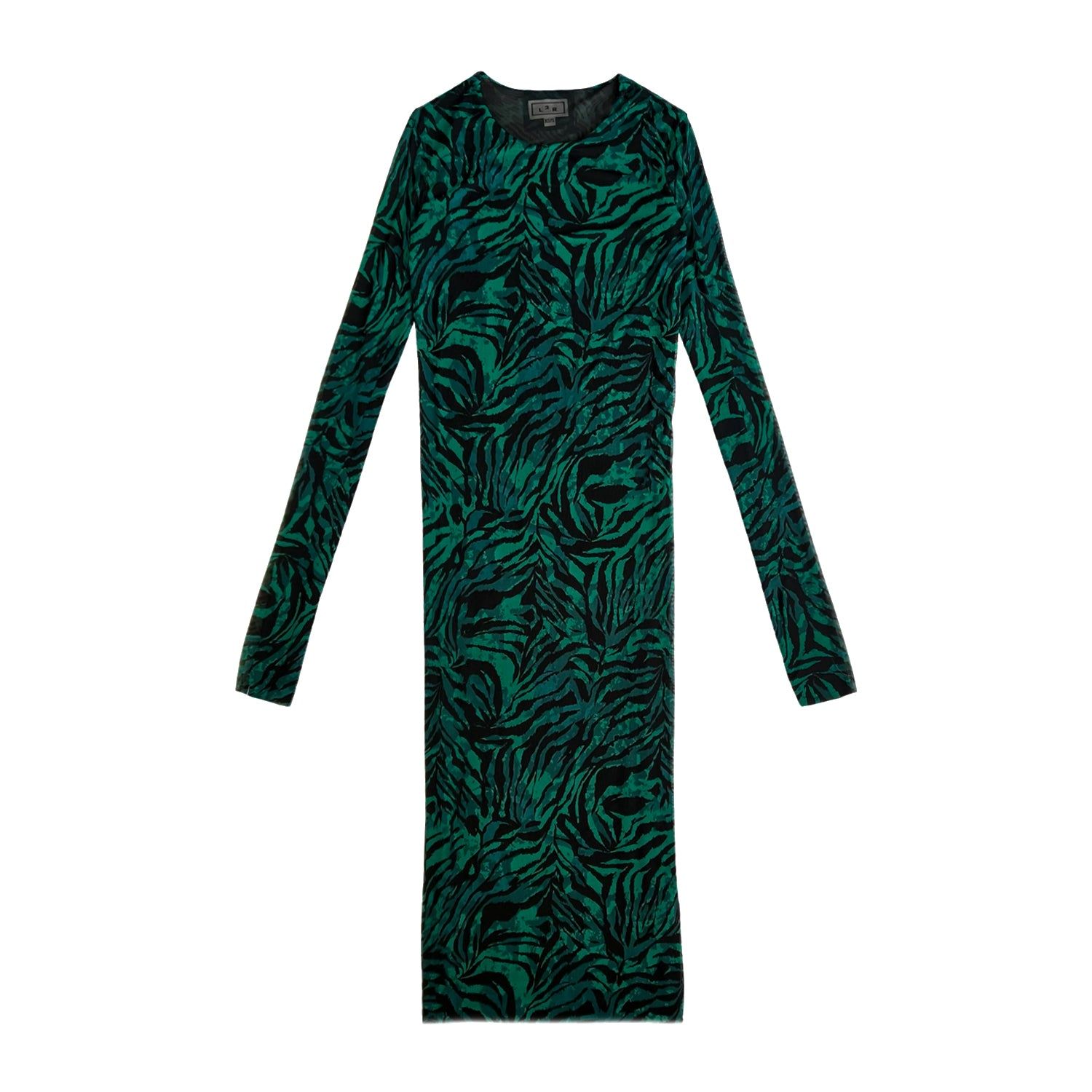 Reversible Print Mesh Dress In Green & Black | Wolf & Badger (US)