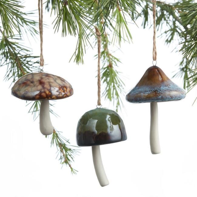 Ceramic Mushroom Ornaments Set Of 3 | World Market