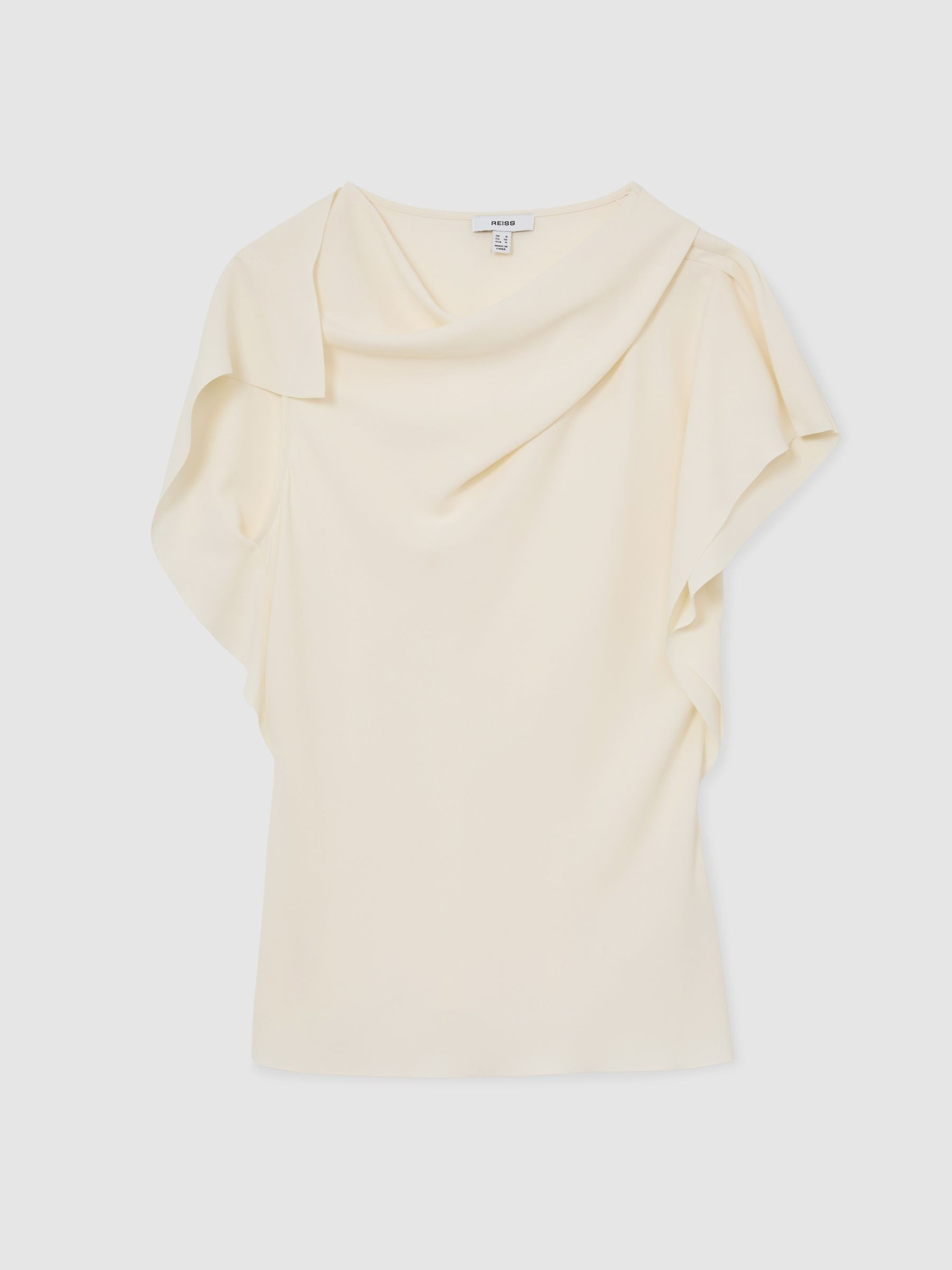 Reiss Asymmetric Drape-Neck Top in Ivory | REISS | Reiss US