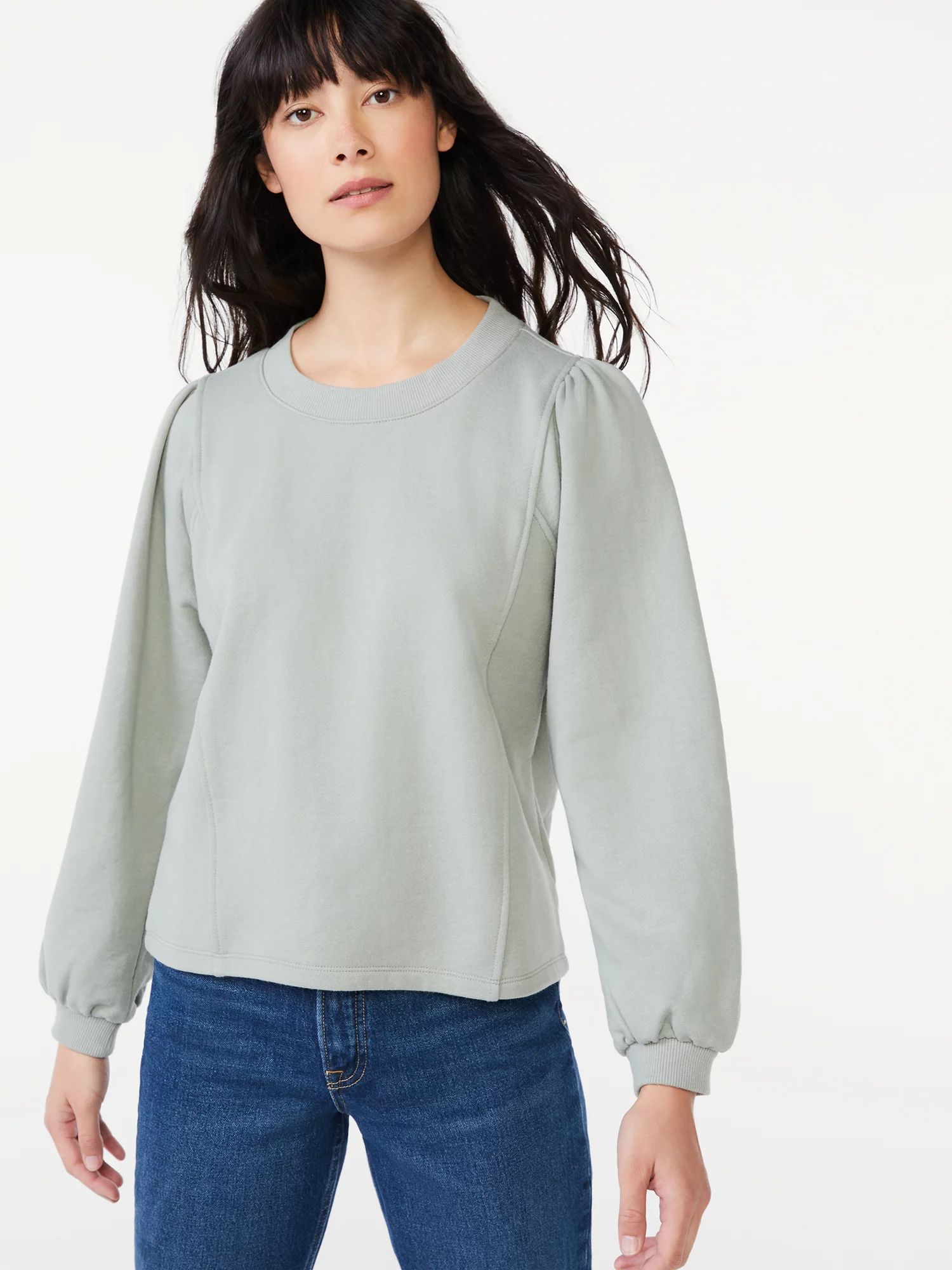 Free Assembly Women's Pleat Shoulder Sweatshirt - Walmart.com | Walmart (US)