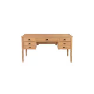 60 in. Rectangular Patina Wood 5 Drawer Writing Desk with Keyboard Tray | The Home Depot