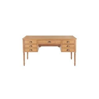 Home Decorators Collection 60 in. Rectangular Patina Wood 5 Drawer Writing Desk with Keyboard Tra... | The Home Depot