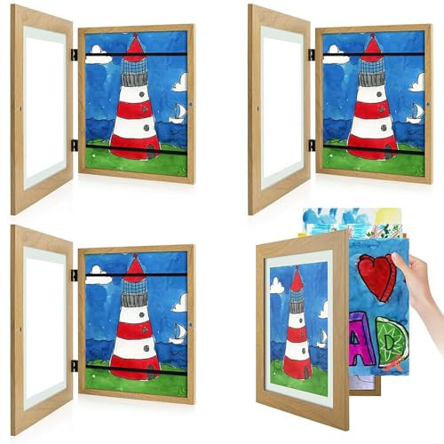 Golden State Art, 8.5x11 Kids Art Frames, Front-Opening Picture Frame Great for Kids Drawings, Artworks, Children Art Projects, Schoolwork, Home or Office (Ecru, Set of 4) | Amazon (US)