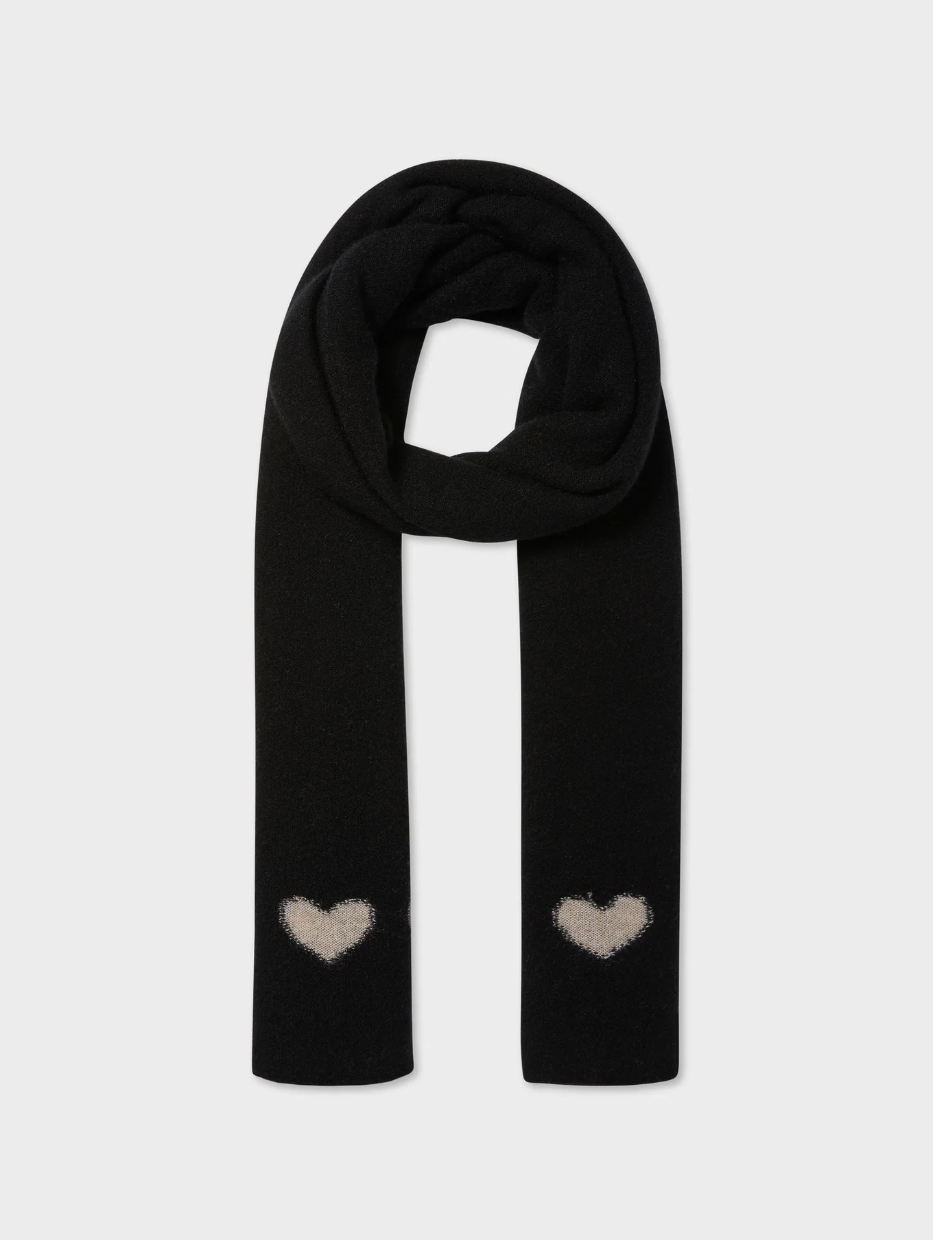 Cashmere Heart Trim Scarf | White and Warren