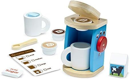Melissa & Doug 12-Pieces Brew and Serve Wooden Coffee Maker Set - Play Kitchen Accessories | Amazon (US)
