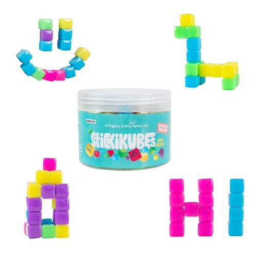 KOMARC GAMES StickiKubes, Mini Stacking Cubes That Stick to Anything, Non Toxic Kid Safe Sticky Blocks, Creative Construction Toy - 125 Cubes, 5 Neon Colors, Tub | Amazon (US)
