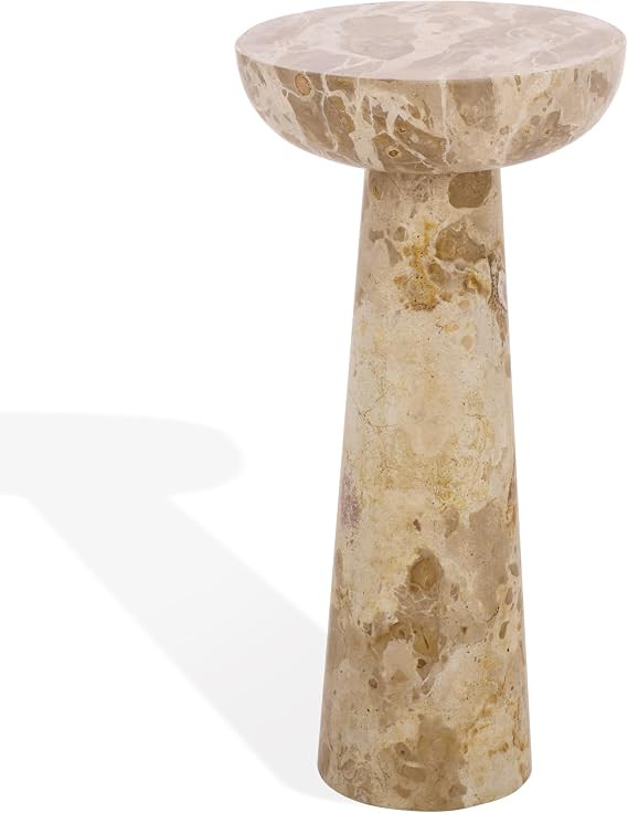 SAFAVIEH Couture Collection – Glendale Beige Round Marble Accent Table, Stone Pedestal Side Tab... | Amazon (US)