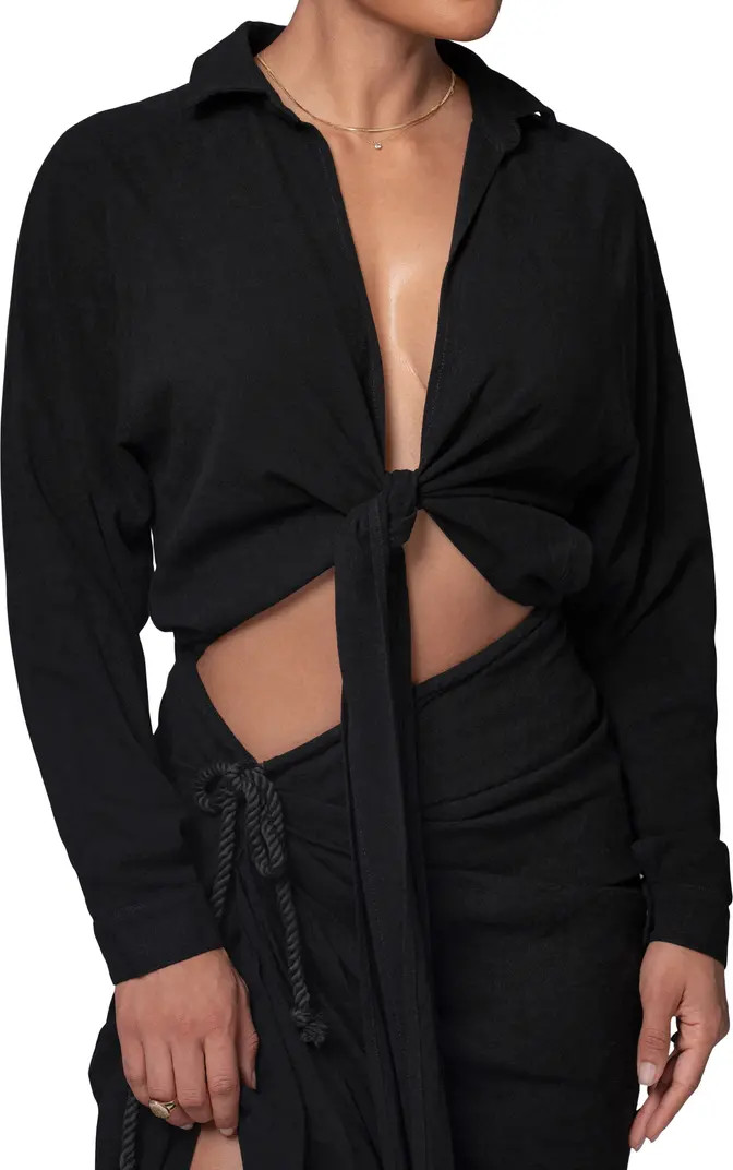 JLUXLABEL Soho Tie Front Crop Shirt | Nordstrom | Nordstrom