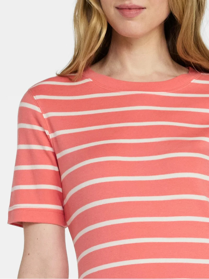 Time and Tru Women's Seamed Cotton Midi Dress, Sizes XS-XXXL | Walmart (US)