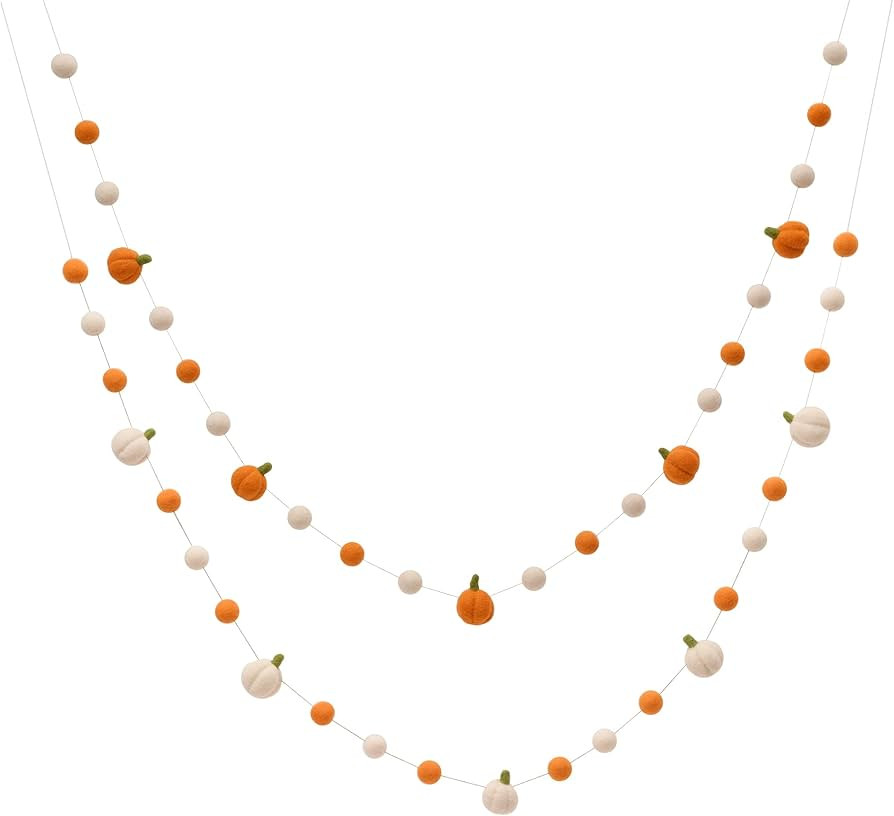 Glaciart One Felt Balls + Pumpkin Garland 2 Pcs - Easy to Hang Halloween Party Banner Decoration ... | Amazon (US)