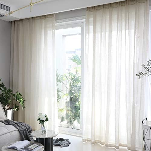 Amazon.com: Home Brilliant Natural Linen Curtains for Living Room Rustic Semi Sheer Window Curtai... | Amazon (US)