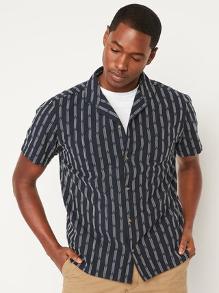 Dobby-Stripe Short-Sleeve Camp Shirt for Men | Old Navy (US)