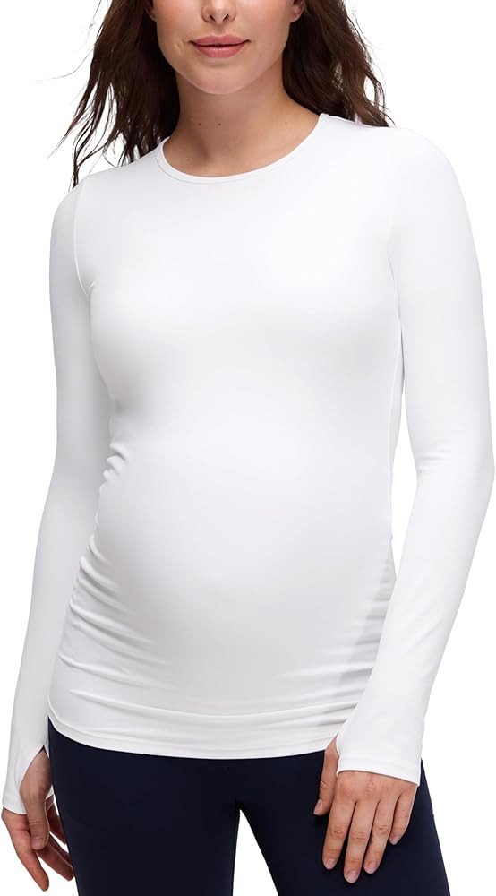 CRZ YOGA Butterluxe Maternity Crewneck Long Sleeve Shirts - Athletic Yoga Casual Pregnancy Womens... | Amazon (US)