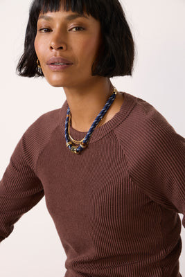 SOLSET Women's Perry Raglan Washed Rib Top, Size XS, Brown | Evereve