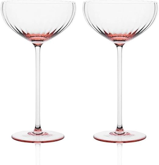 Sister.ly Drinkware Pink Coupe Glasses / Pink Coupe Champagne Glasses, Set of 2, 8 oz, Perfect fo... | Amazon (US)