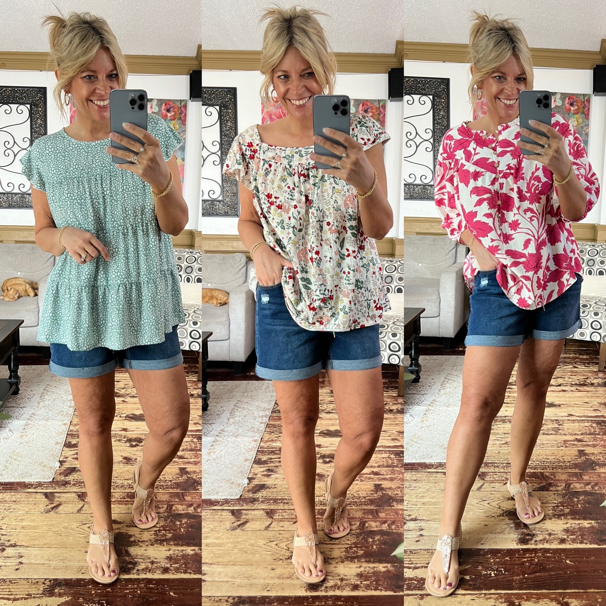 New flowy tops from bloomchic- size 12 in all but I could have sized down to the 10s. Elastic waist shorts size 12

#LTKMidsize #LTKSeasonal #LTKOver40