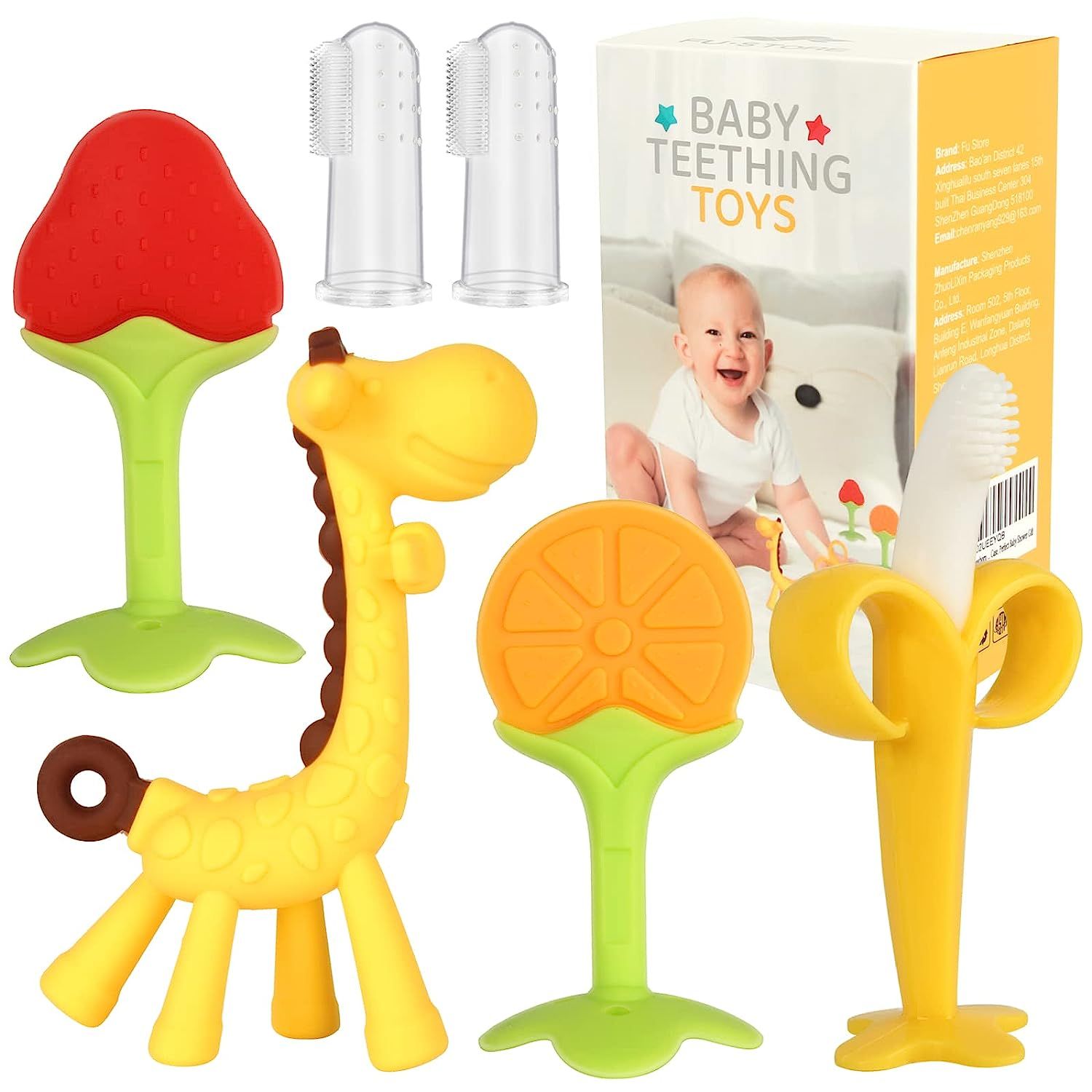 Amazon.com : Fu Store Baby Teething Toys (6 Pack) for Newborn Freezer Safe BPA Free Infant and To... | Amazon (US)