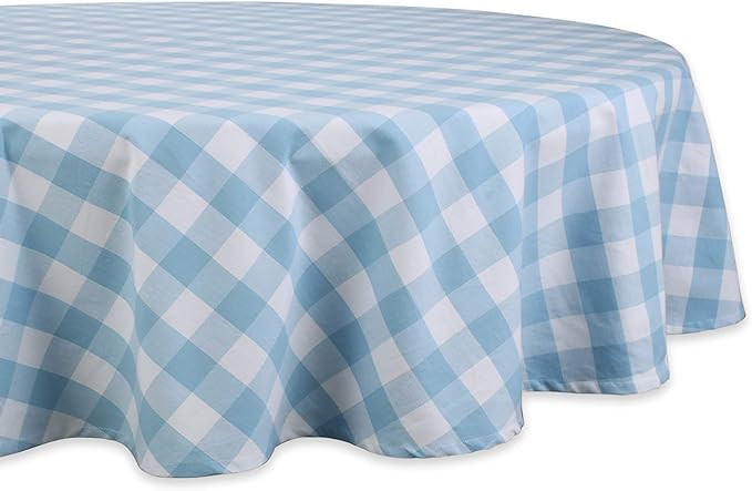 DII Buffalo Check Collection, Classic Farmhouse Tablecloth, Tablecloth, 70" Round, Light Blue & W... | Amazon (US)