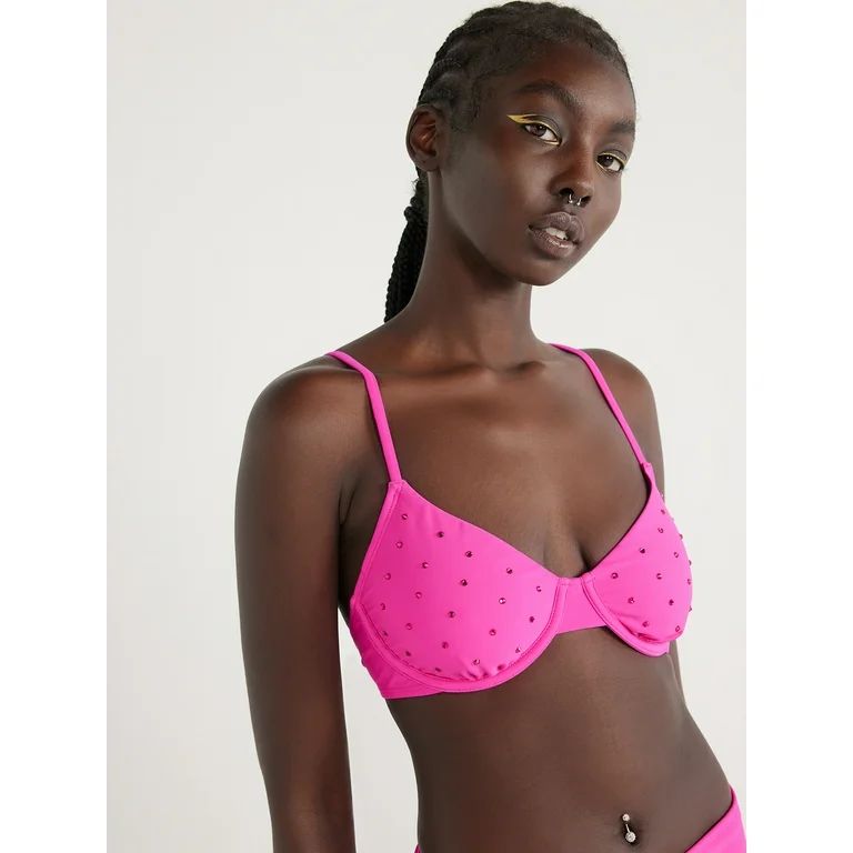 No Boundaries Juniors’ Underwire Rhinestone Bikini Top, Sizes S-XL | Walmart (US)