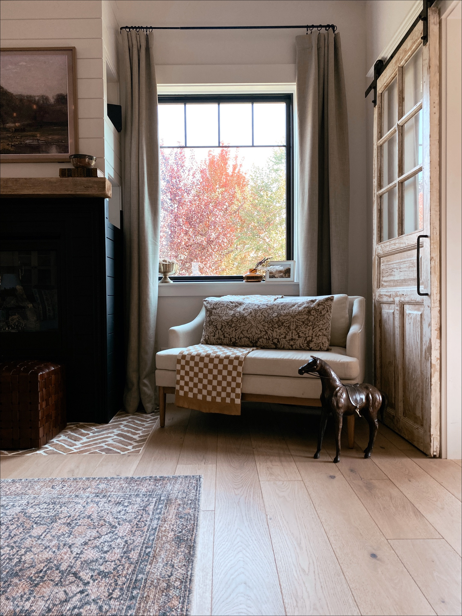 Cozy corner | McGee & Co DUPE + Pottery Barn curtain DUPE

#LTKsalealert #LTKhome #LTKSeasonal