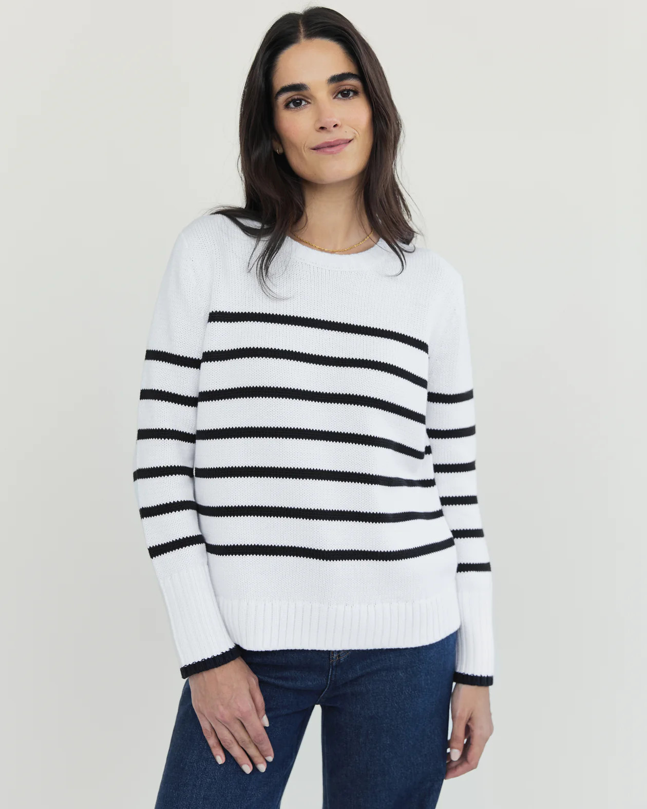 The Addison Stripe Cotton Sweater | State of Cotton NYC