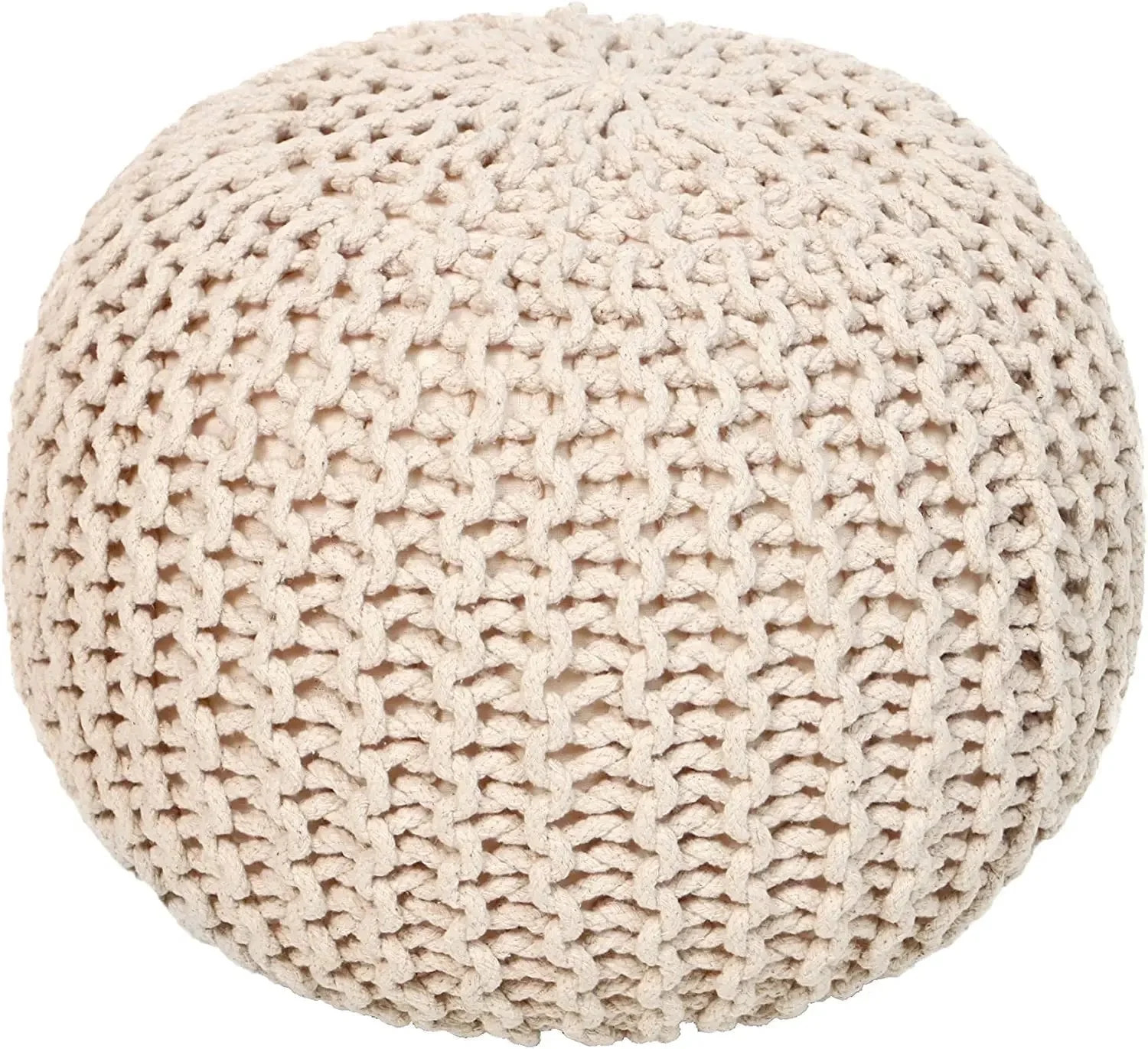 · REDEARTH · Round Pouf Ottoman - Cable Knitted Boho Poof - Home Décor Cord Pouffe Handmade Ci... | Walmart (US)