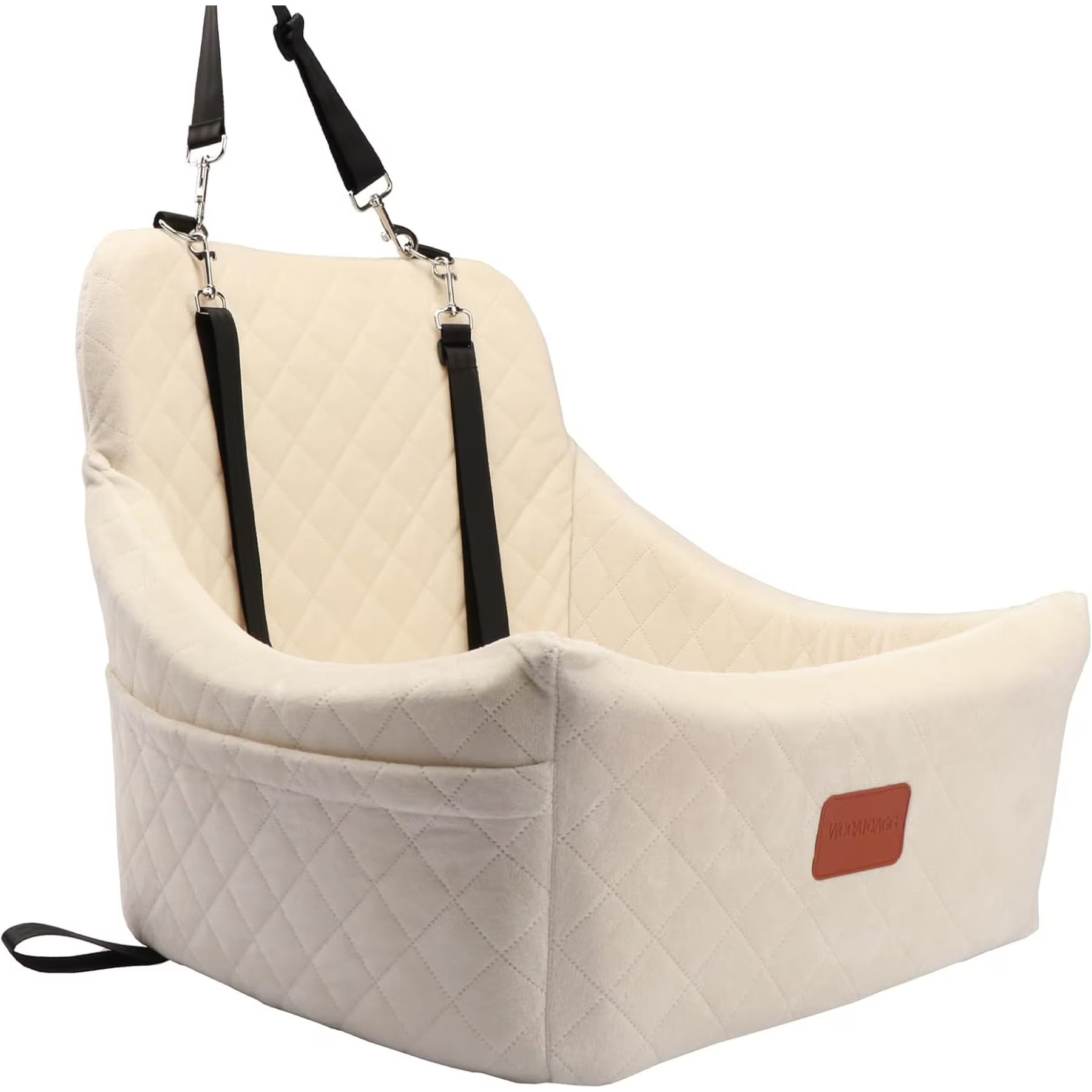 WOOAIDAGG Adjustable Strap Detachable & Washable Dog Car Seat, Beige | Chewy