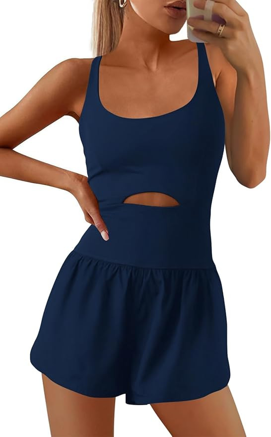 SENSERISE Womens Workout Rompers Athletic Romper Running Onesie One Piece Exercise Jumpsuits Gym ... | Amazon (US)