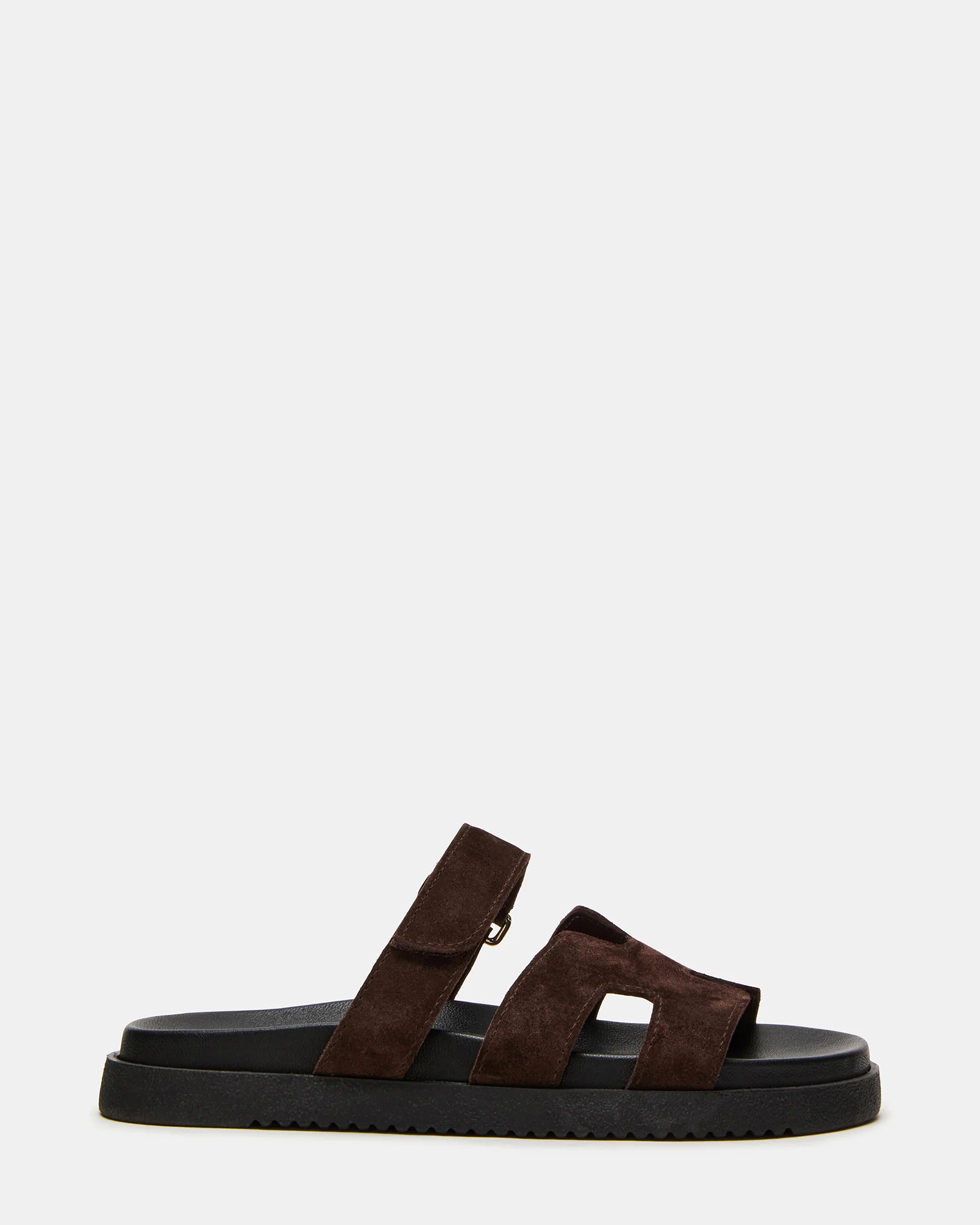 MAYVEN Chocolate Brown Suede Flatform Slide Women's Sandal | Steve Madden (US)