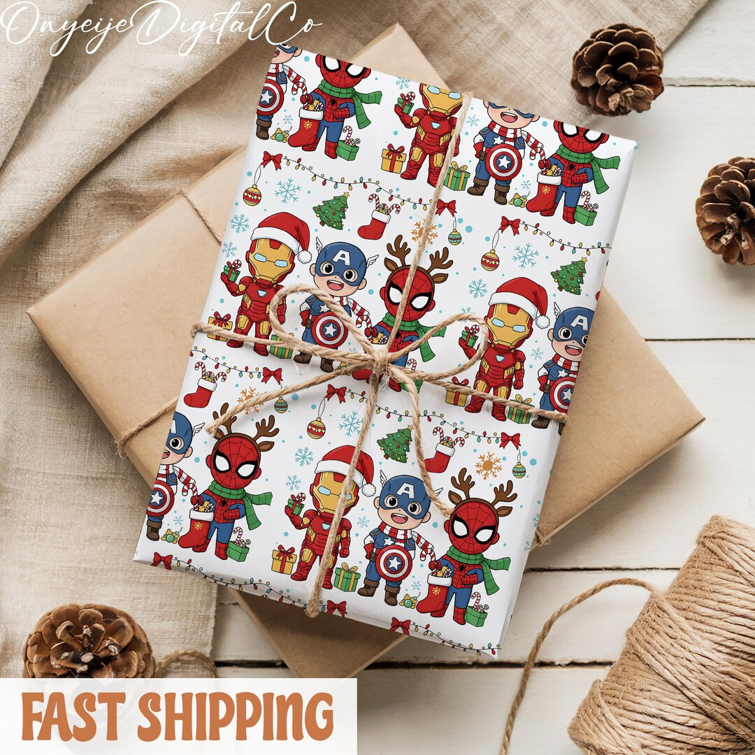 Vintage Superhero Christmas Wrapping Paper – Christmas Movie Gift Wrap - Etsy | Etsy (US)