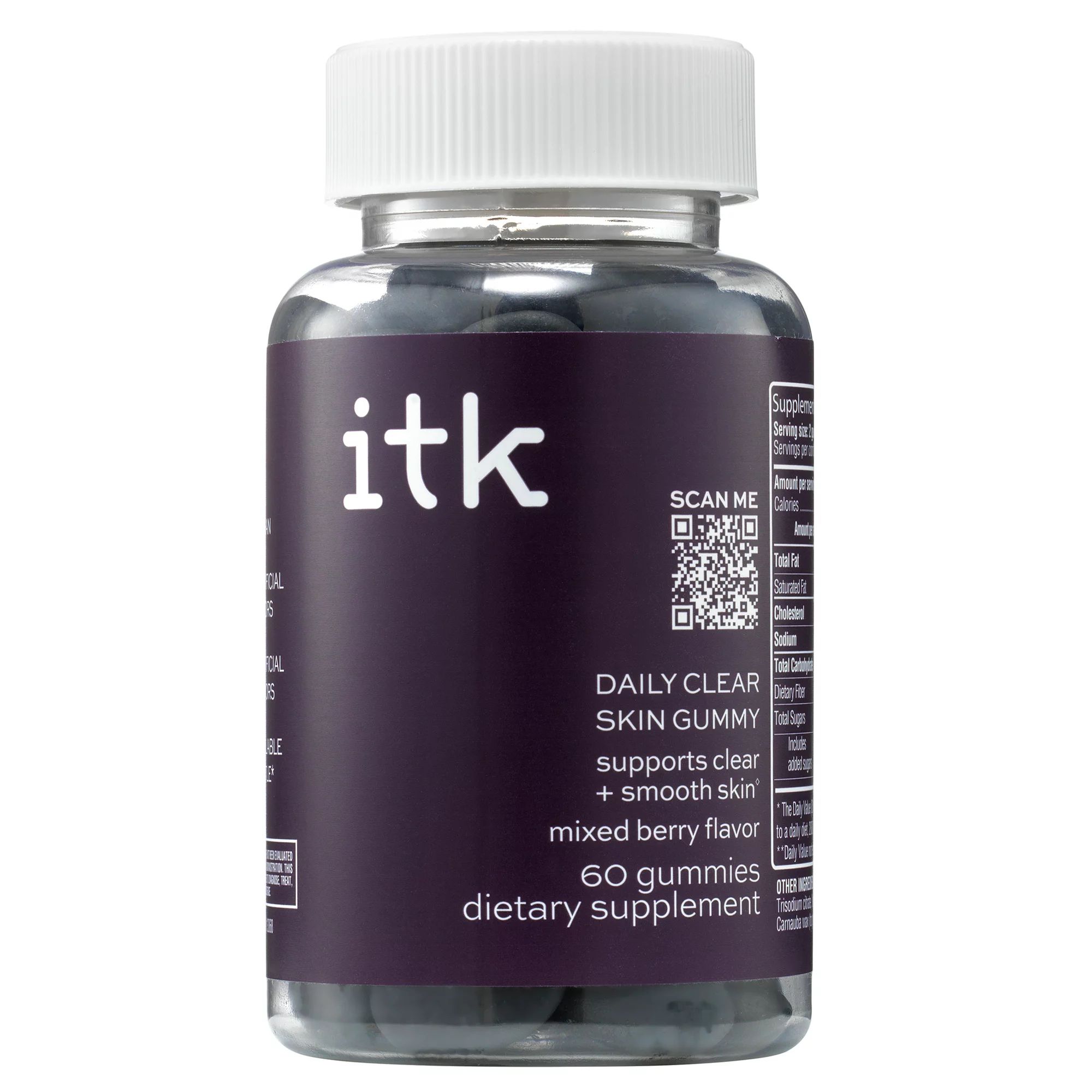ITK Daily Clear Skin Supplement with Probiotics + Zinc | Mixed Berry | 30-Day Supply, 60 Ct | Walmart (US)