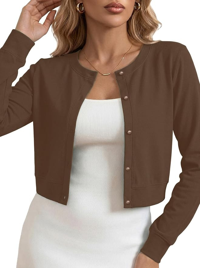 Heymoments Women's Thin Shrugs Long Sleeve Lightweight Cropped Tops Open Front Cardigan for Dress... | Amazon (US)